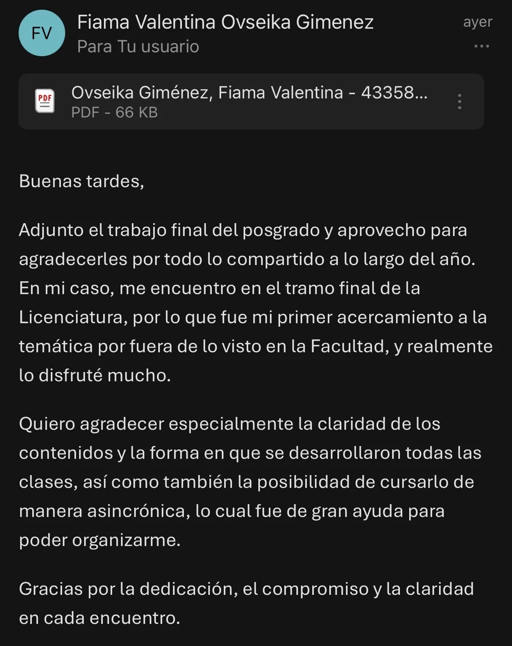Reseña de un alumno del curso