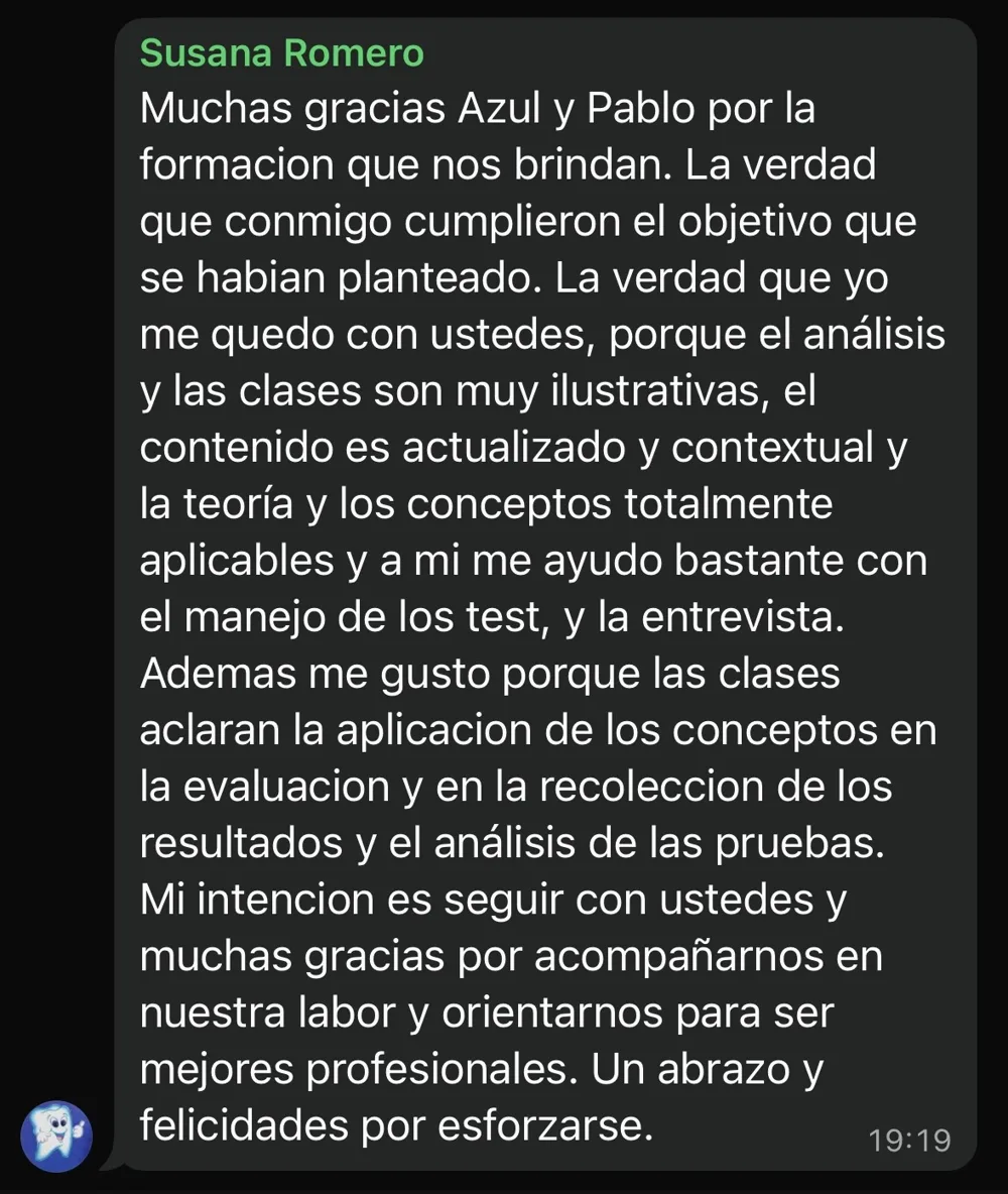 Reseña de un alumno del curso